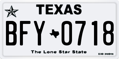 TX license plate BFY0718