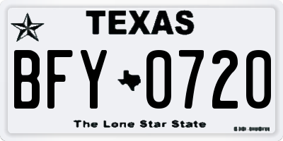 TX license plate BFY0720
