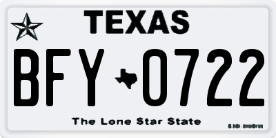 TX license plate BFY0722
