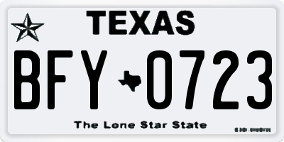 TX license plate BFY0723