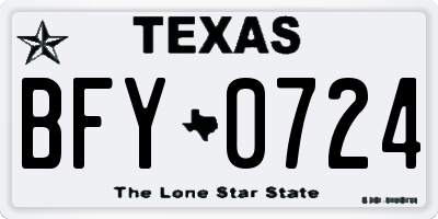TX license plate BFY0724