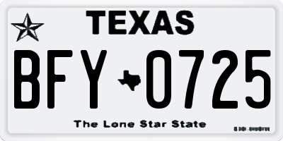 TX license plate BFY0725