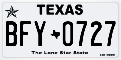 TX license plate BFY0727