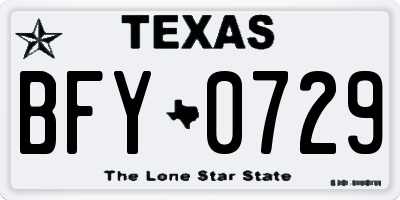 TX license plate BFY0729