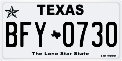 TX license plate BFY0730