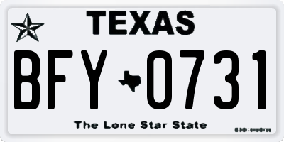TX license plate BFY0731