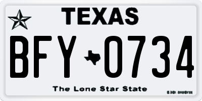 TX license plate BFY0734