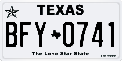 TX license plate BFY0741