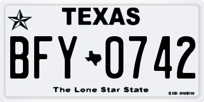 TX license plate BFY0742
