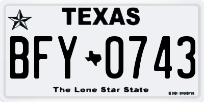 TX license plate BFY0743