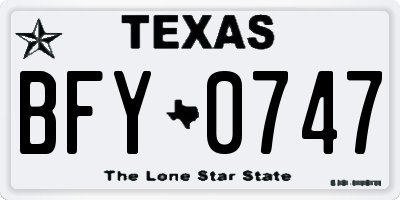 TX license plate BFY0747