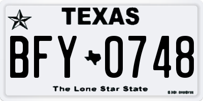 TX license plate BFY0748
