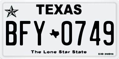 TX license plate BFY0749