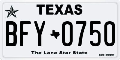 TX license plate BFY0750
