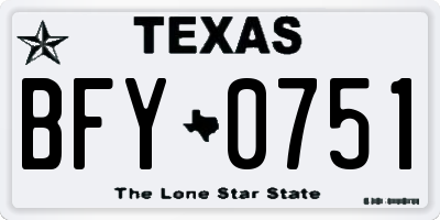 TX license plate BFY0751