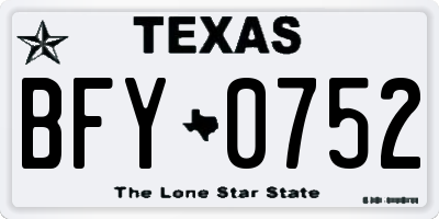 TX license plate BFY0752