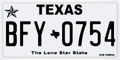 TX license plate BFY0754