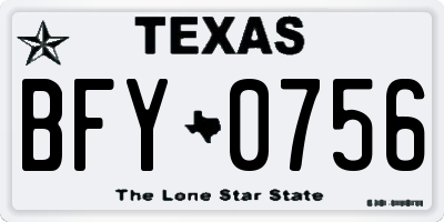 TX license plate BFY0756