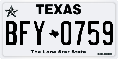 TX license plate BFY0759