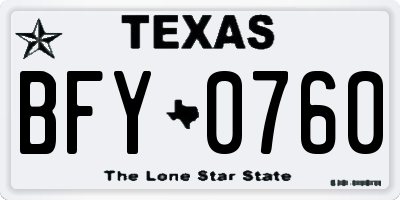 TX license plate BFY0760