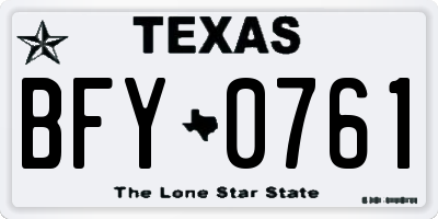 TX license plate BFY0761