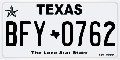 TX license plate BFY0762