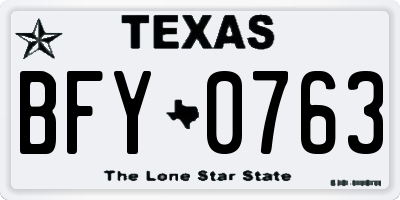 TX license plate BFY0763