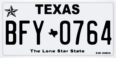 TX license plate BFY0764
