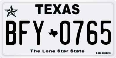 TX license plate BFY0765