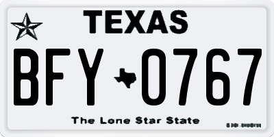 TX license plate BFY0767