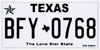 TX license plate BFY0768