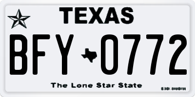 TX license plate BFY0772
