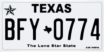 TX license plate BFY0774