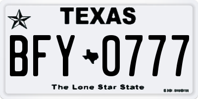 TX license plate BFY0777