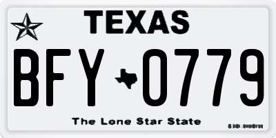 TX license plate BFY0779