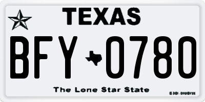 TX license plate BFY0780