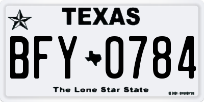 TX license plate BFY0784