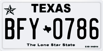 TX license plate BFY0786