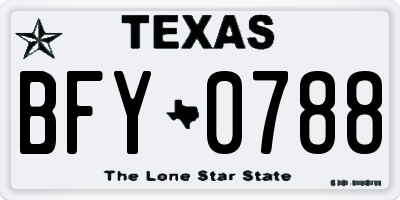 TX license plate BFY0788