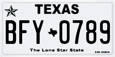 TX license plate BFY0789
