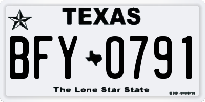 TX license plate BFY0791