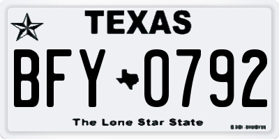 TX license plate BFY0792