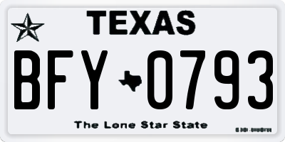 TX license plate BFY0793