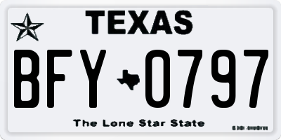 TX license plate BFY0797