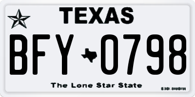 TX license plate BFY0798