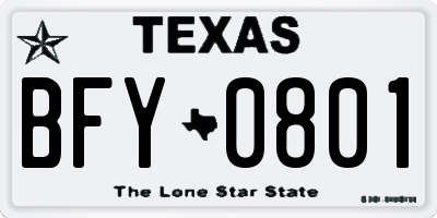 TX license plate BFY0801