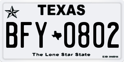 TX license plate BFY0802