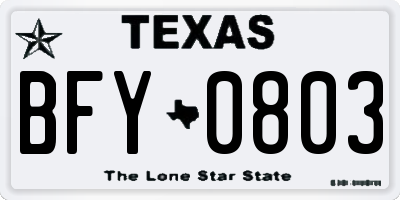 TX license plate BFY0803