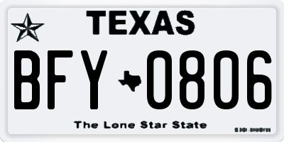 TX license plate BFY0806