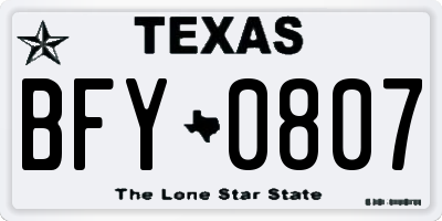 TX license plate BFY0807